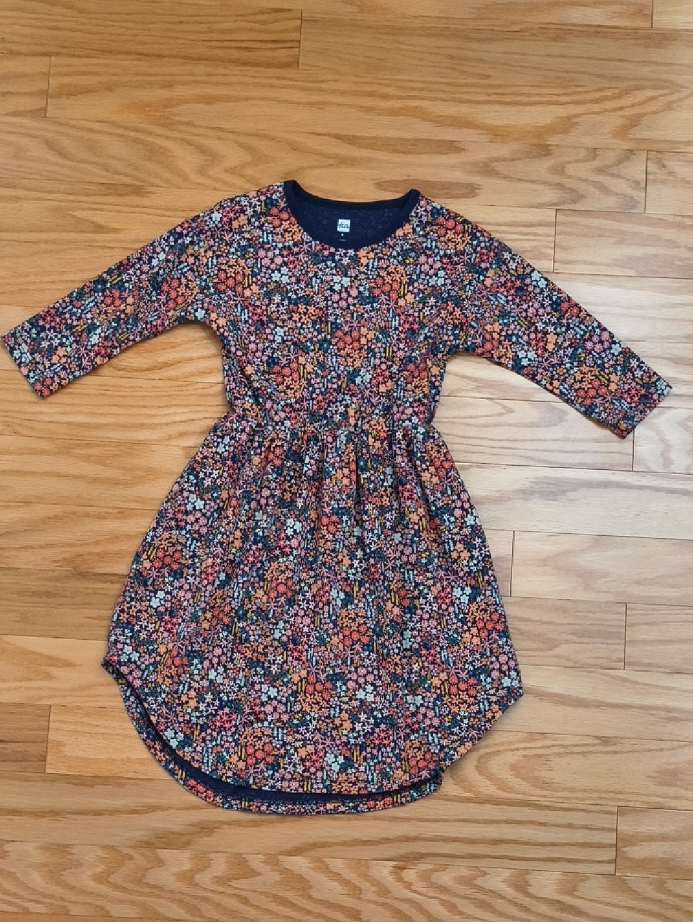 Tea Collection Navy Floral Print Long-Sleeve Dress